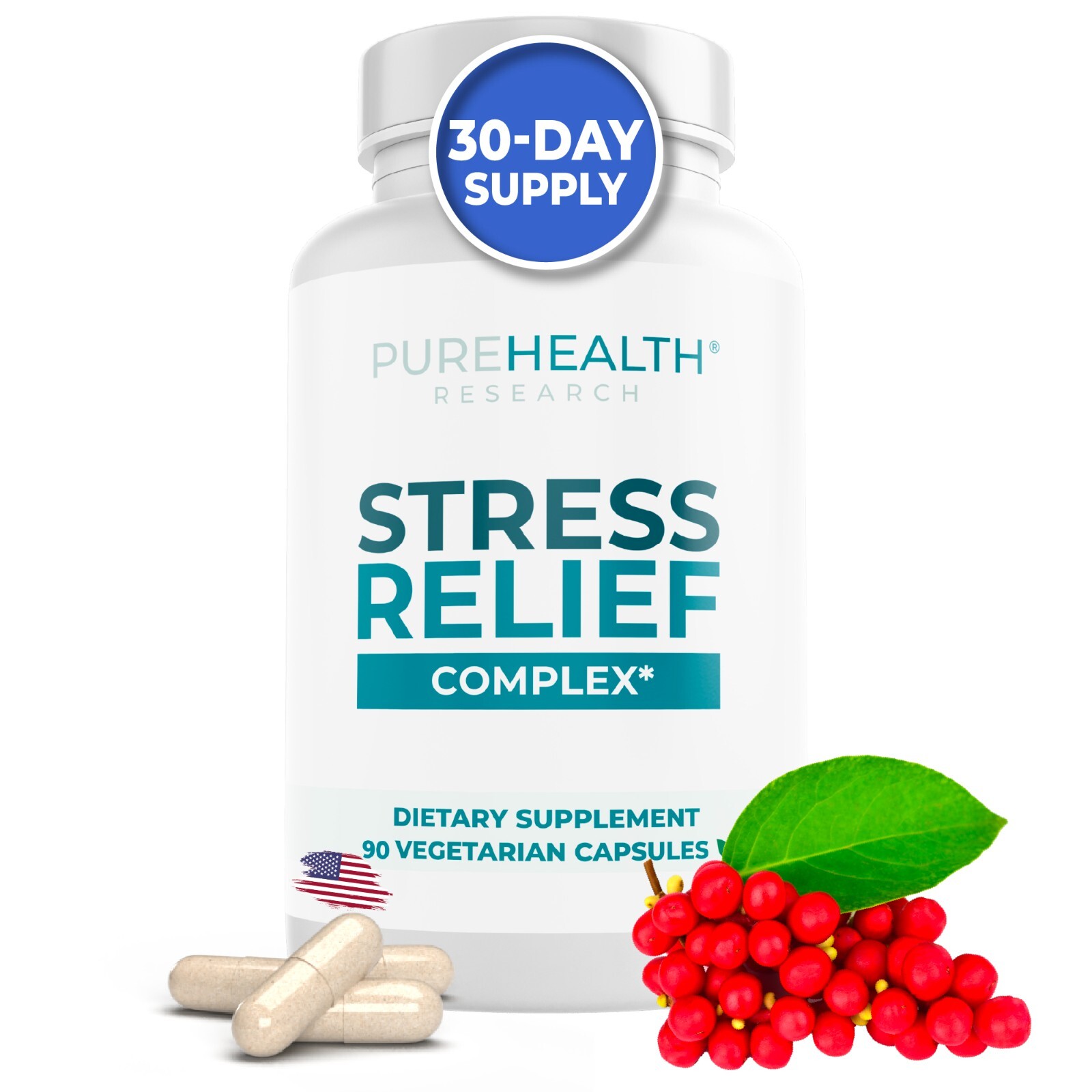 Stress Relief Supplement, Cortisol Blocker for Mood Support, PureHealth Research