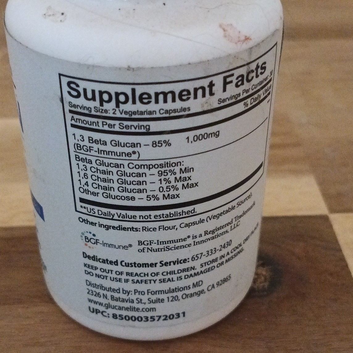 Pro Formulations MD Glucan Elite 1,3 Beta Glucan 85% 1000mg 60 Veg Caps