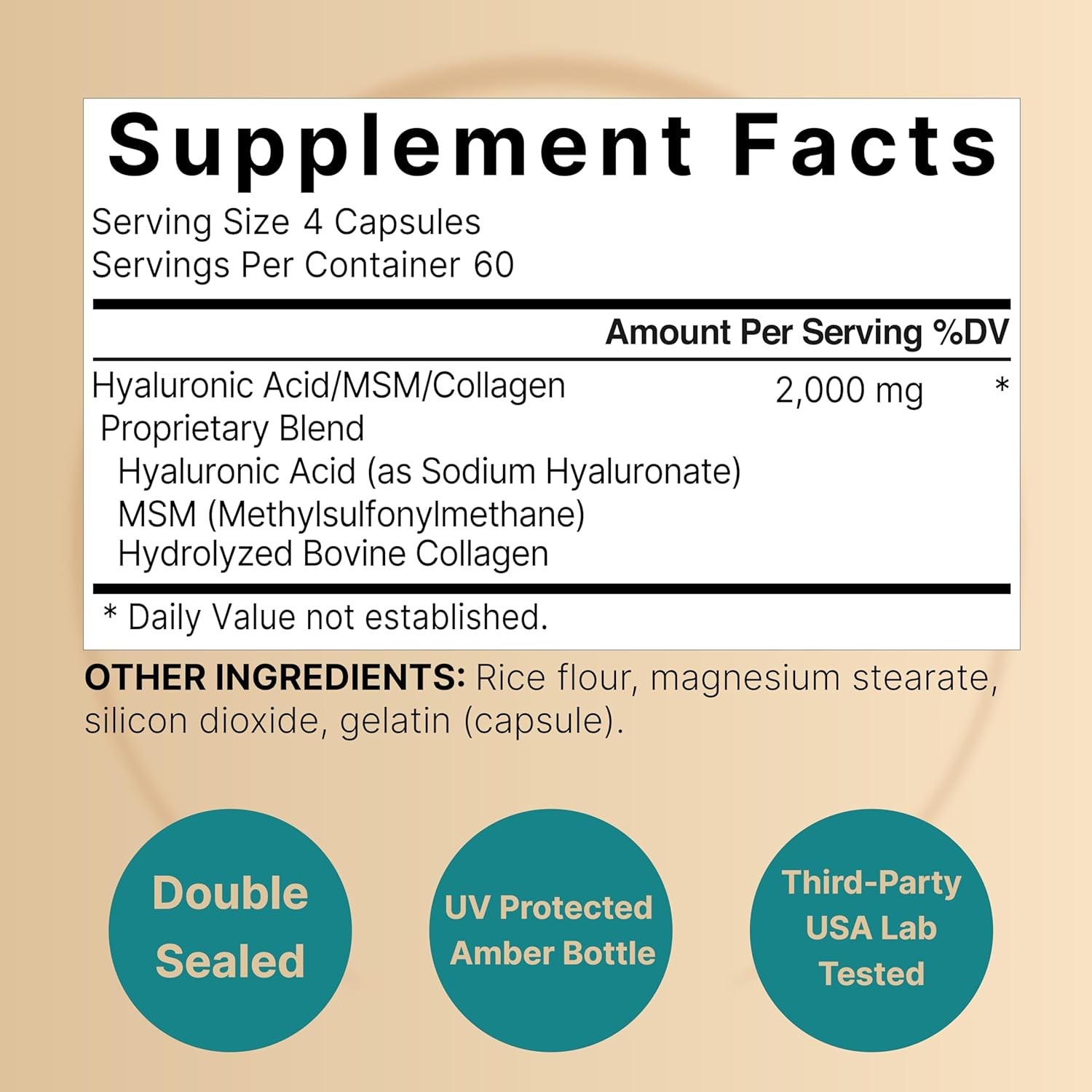 NatureBell 2 Pack Hyaluronic Acid Supplements 2,000 mg 240 Count (Pack of 2)