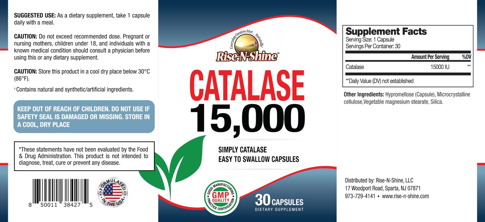 Rise-N-Shine Catalase Supplement 15,000 – Powerful Antioxidant Enzyme for Hai…