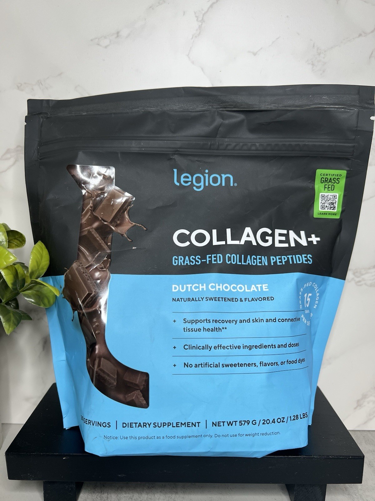 Legion Collagen+ Grass-Fed Collagen Powder Dutch Chocolate 20.4oz Exp 03/28