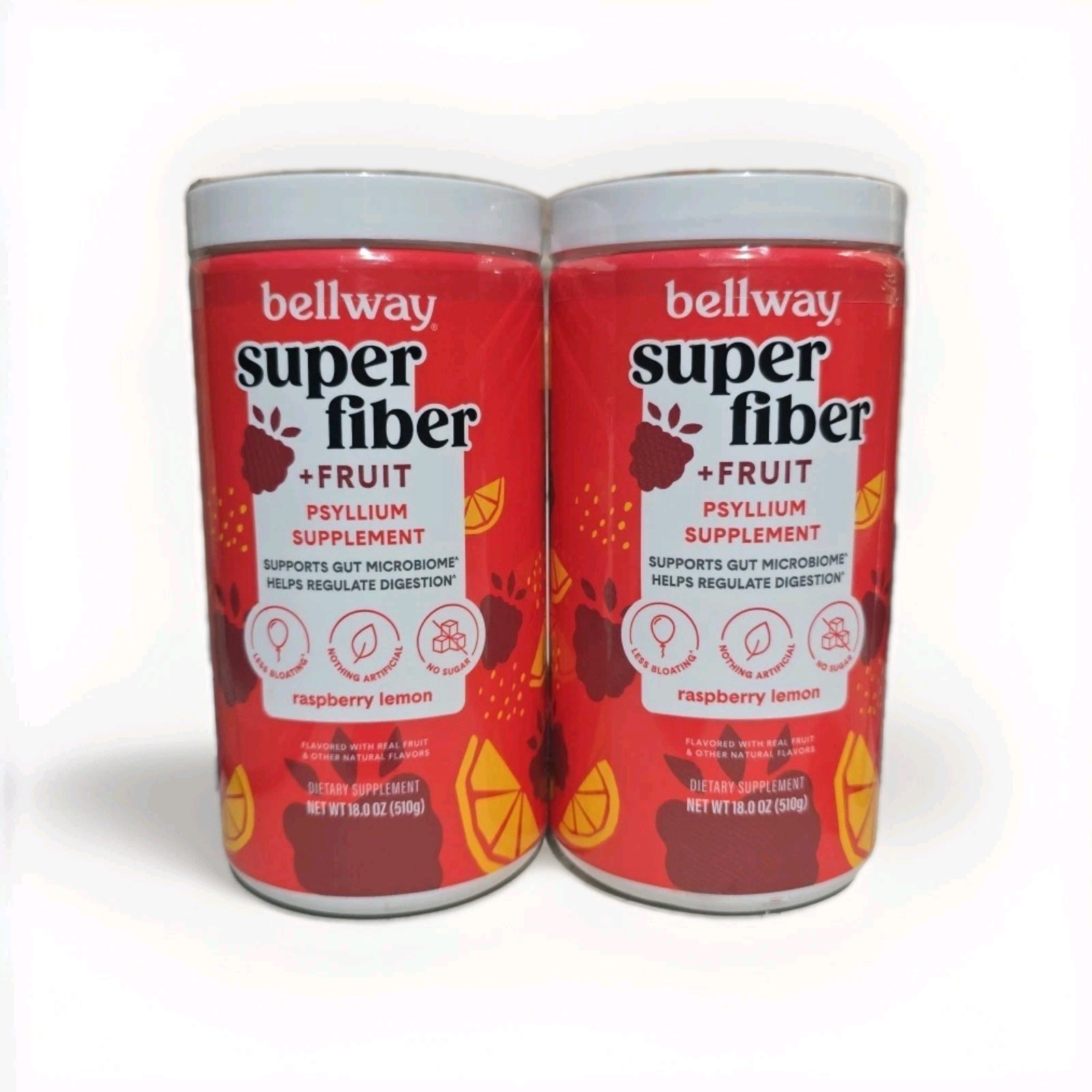 Bellway Super Fiber + Fruit Psyllium Husk Raspberry Lemon 36oz 18 x2