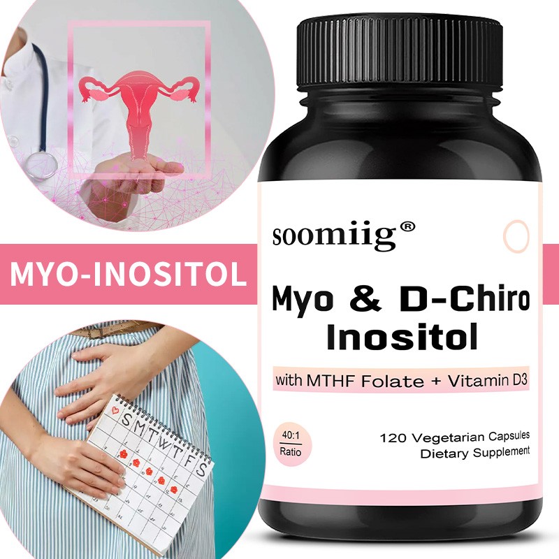 Myo Inositol D Chiro Inositol Capsules Vitamin D3 Hormonal Balance Women 120 CT