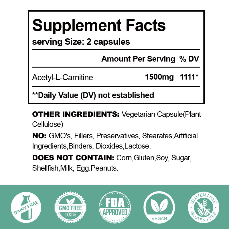 120 CAPSULES ACETYL L-CARNITINE 1500MG STRONG WEIGHT LOSS FAT BURNER SUPPLEMENT