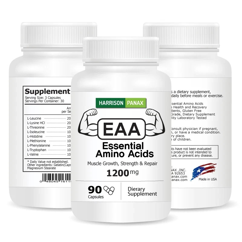 EAA Essential Amino Acids Muscle Growth Support Capsules, Pack of 1.