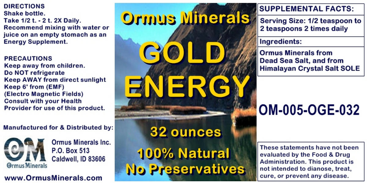 Gold Energy Ormus Ocean Mental Health Clarity Vision Support immunity 32oz
