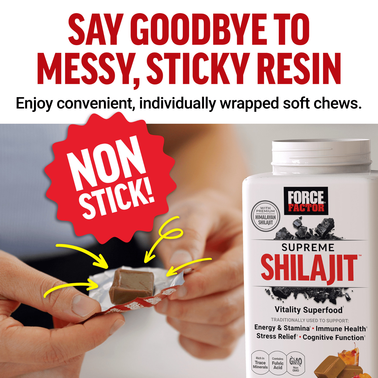FORCE FACTOR Supreme Shilajit 60 Soft Chews Smoked Old Fashioned Exp 12/2026