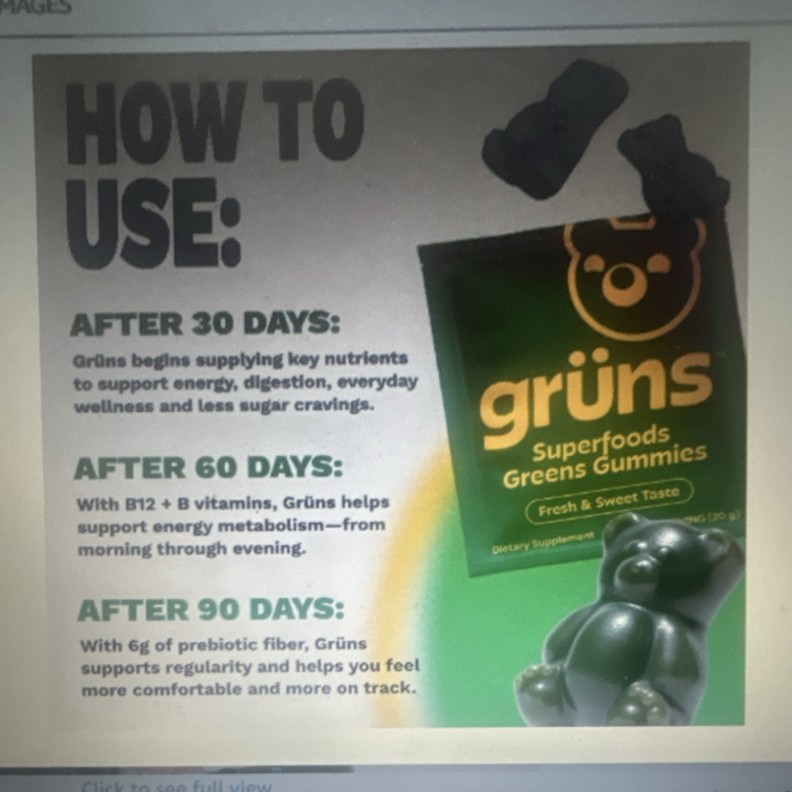 grüns Superfoods Greens Gummies Vegan Gluten-Free 28 Pack Energy Immunity…