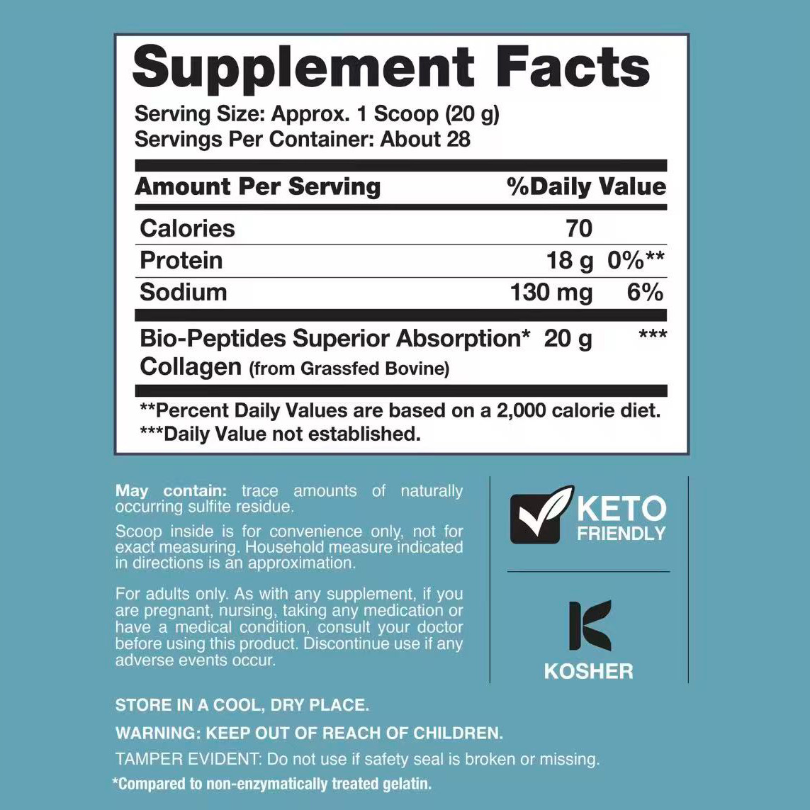 NeoCell Collagen Bio-Peptides Powder 20oz -Grassfed Protein Supplement-Advanced