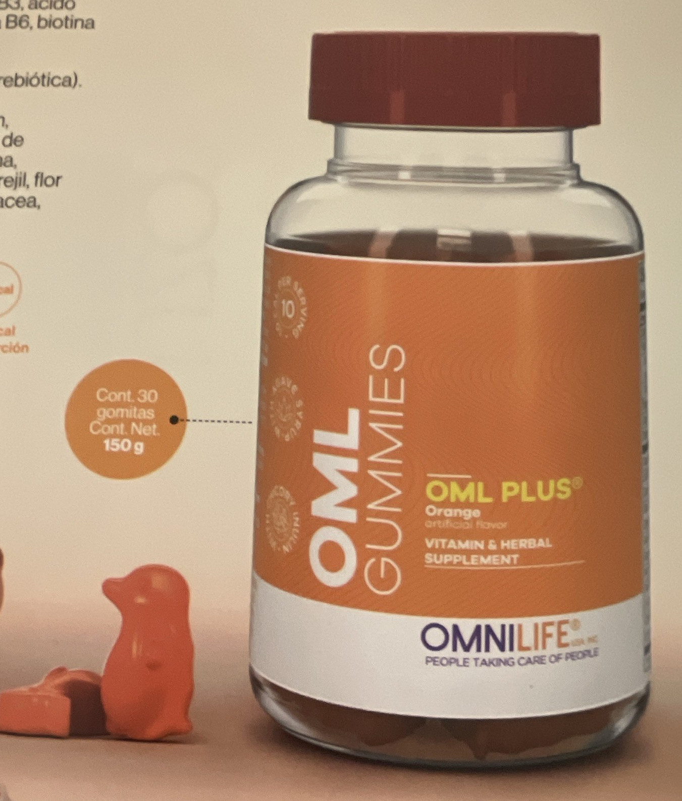 Omnilife OML Plus Gummies Orange Immune Support Vitamin & Herbal Supplement 30
