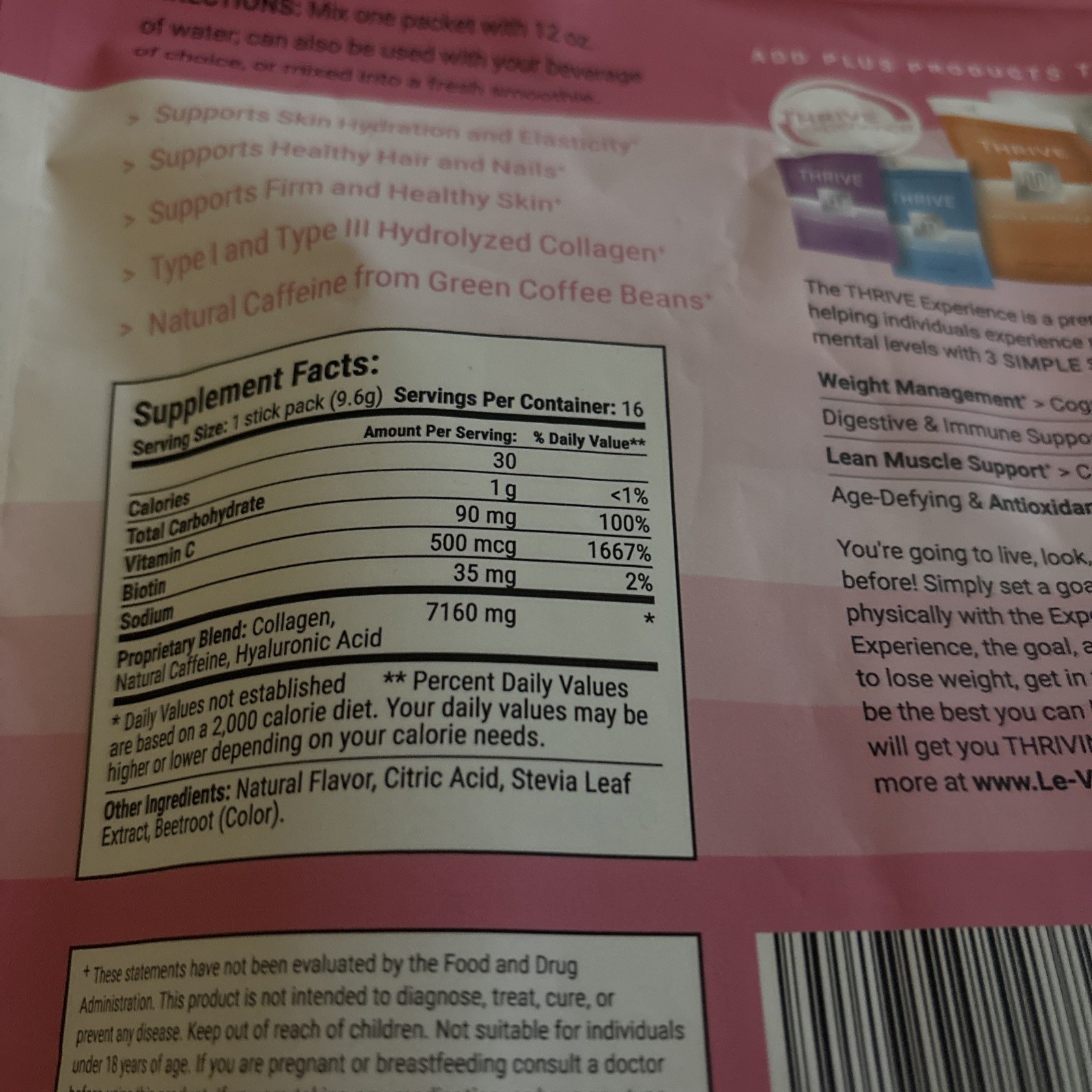 PINK PRO collagen beverage-infused caffeine; NEW; 16 individual packets