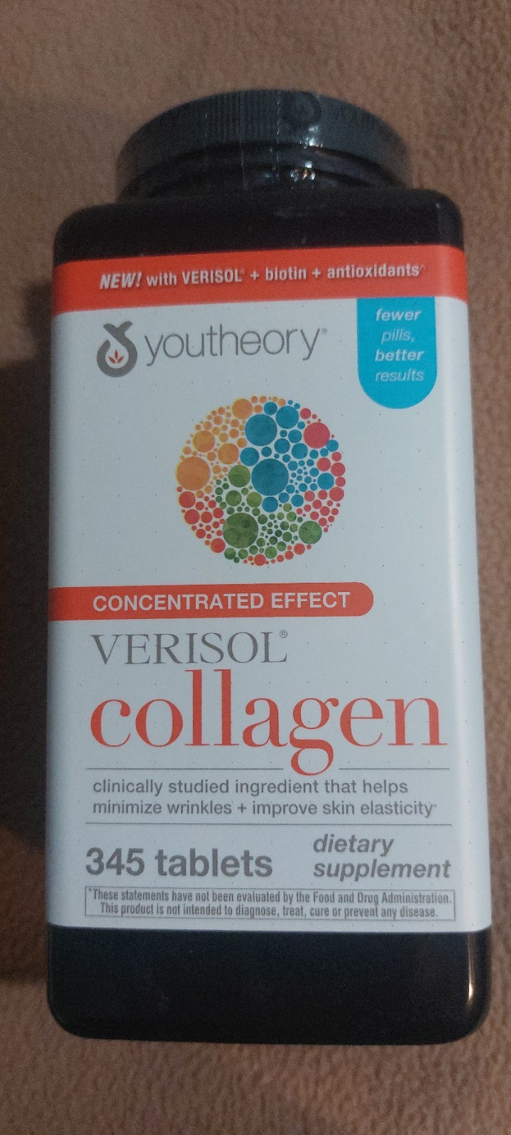 Youtheory Verisol Collagen Tablets 2500mg w/ Biotin Vitamin C 345 Ct
