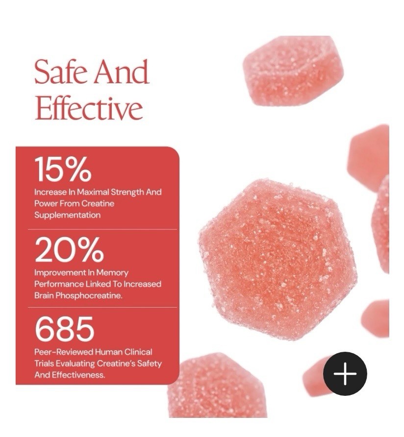 Create Creatine Monohydrate Gummies Sour Cherry Non-GMO 90 Ct 4.5g 1 lb