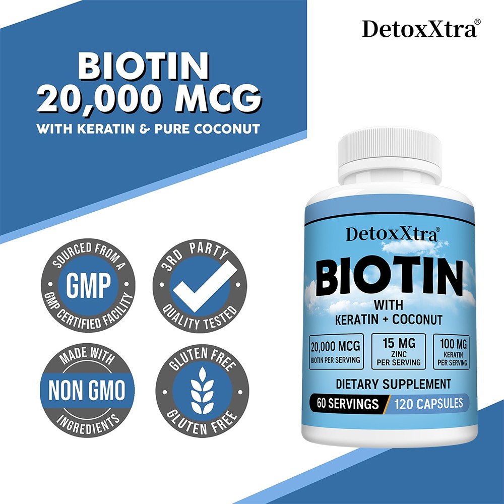 High Dose Biotin 20,000mcg Complex – For Hair Growth,Strong Nails & Glowing Skin