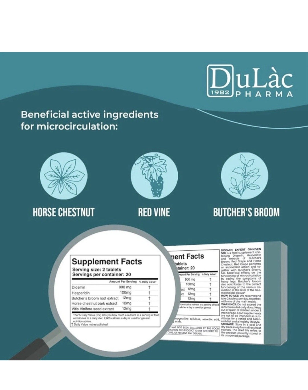 3pk Dulac Diosmin Expert Omniven 500 40 Tabs Leg Circulation Support EXP 01/2027