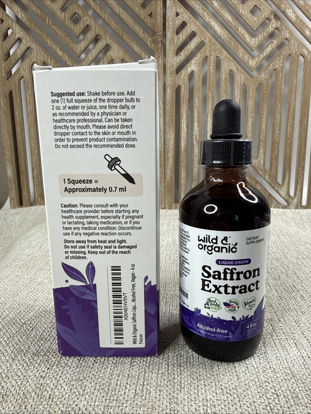 Wild & Organic Saffron Extract Liquid Drops 4 fl oz Alcohol-Free 5 Month Supply