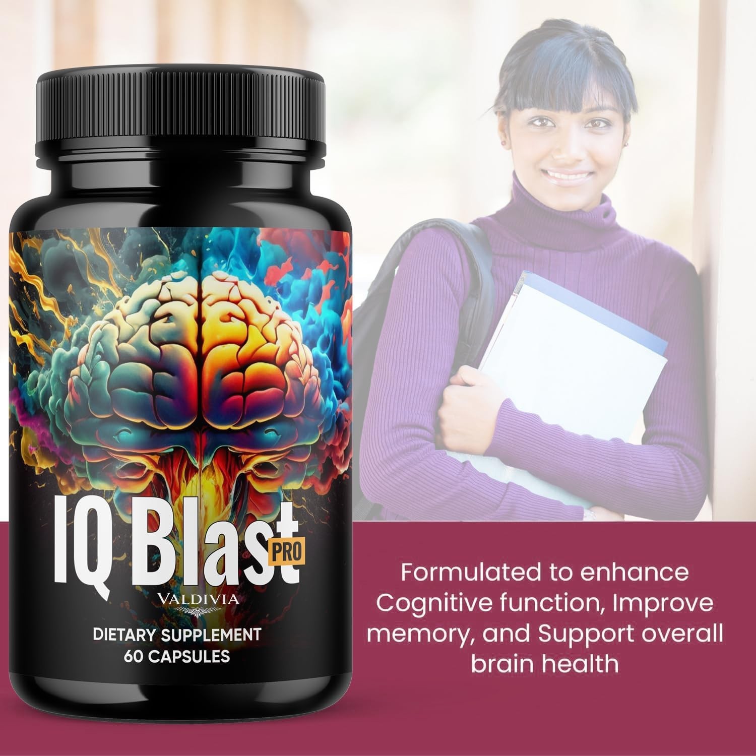 Valdivia IQblast Pro 2 Pack Brain Support Supplement Memory Focus Made in USA