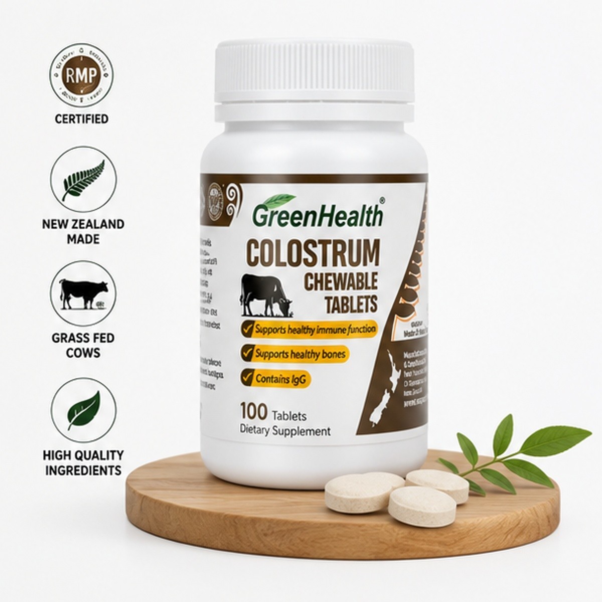 New Zealand Colostrum 100 Chewable Tablets