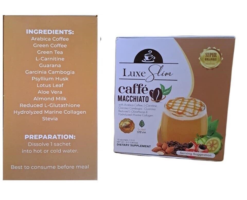 Luxe Slim Caffee MACCHIATO With Collagen & L-Glutathione, 10 Sachets