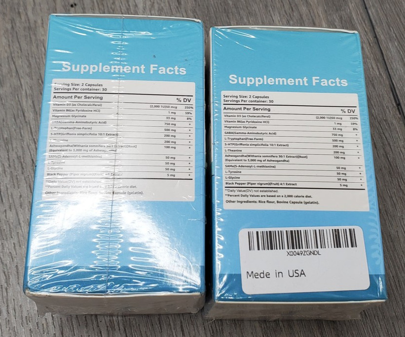 Dsvi 2pk GABA 5-HTP L-Tryptophan L-Theanine Ashwagandha 60 Caps per Sleep Mood
