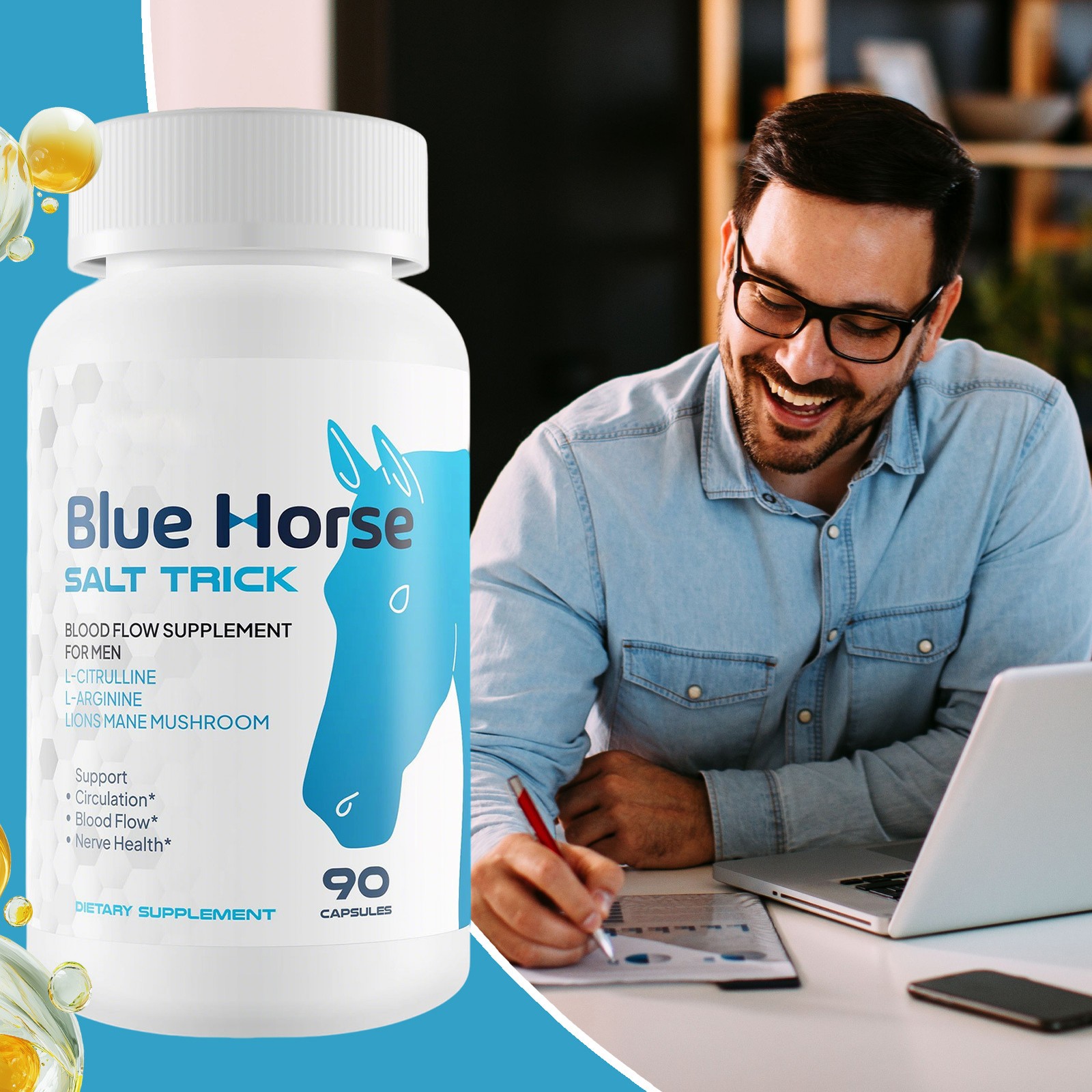 1pc Blue Horse Salt Trick Our Best Blood Flow Supplement for Men New
