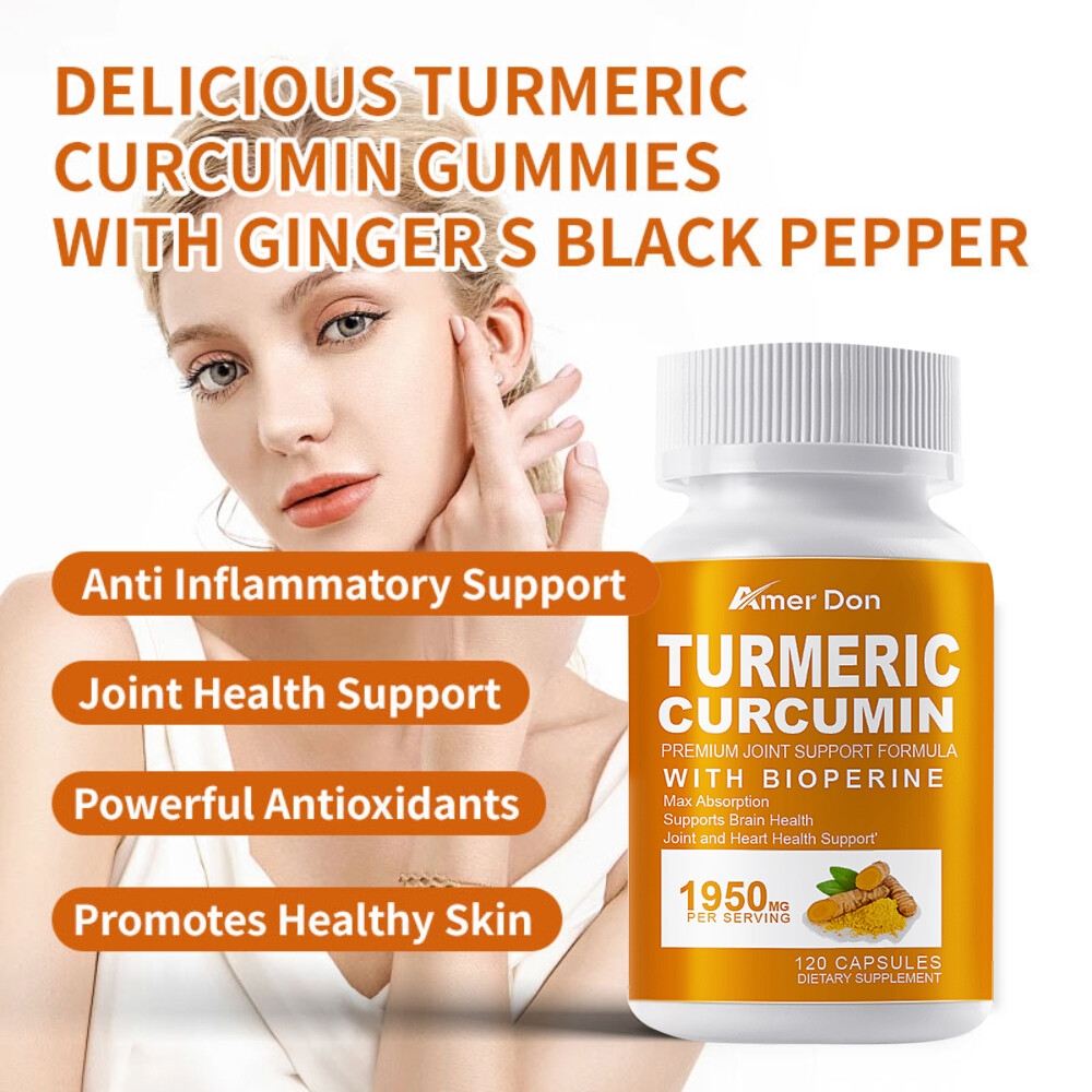 Turmeric Curcumin Highest Potency 1950mg&BioPerine Black Pepper Extract 120Pcs