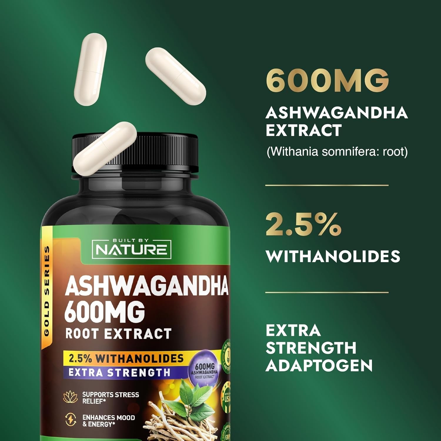 Ashwagandha Supplements Extra Strength Ashwagandha Capsules with 600mg, 90 ct