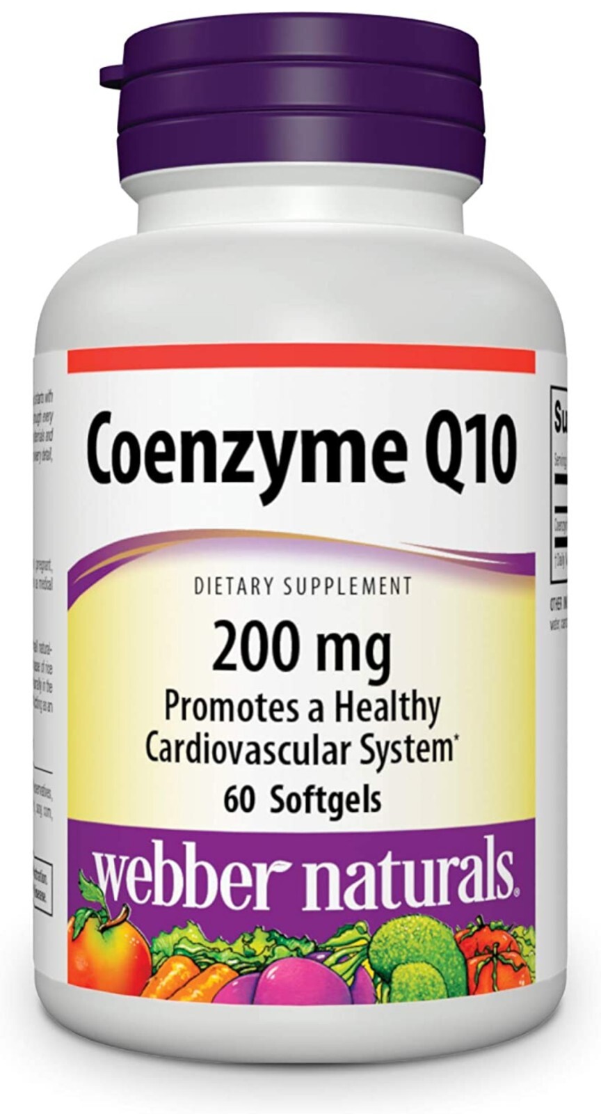 Webber Naturals. Coenzyme Q10. 200mg. Cardiovascular System. 60 Softgels. 01/26.