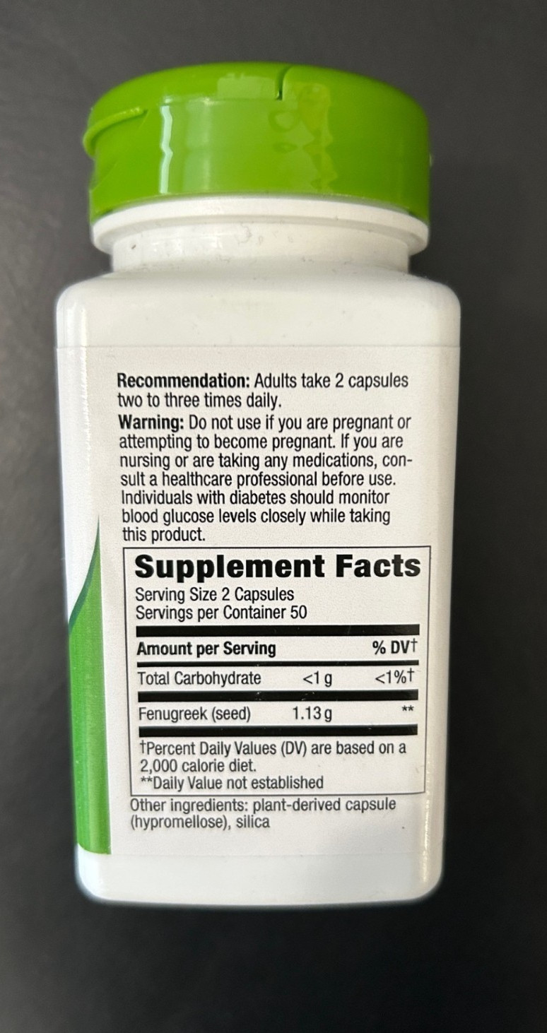Nature’s Way Fenugreek Seed 100 Vegan Capsules Lactation Support Exp 9/2029