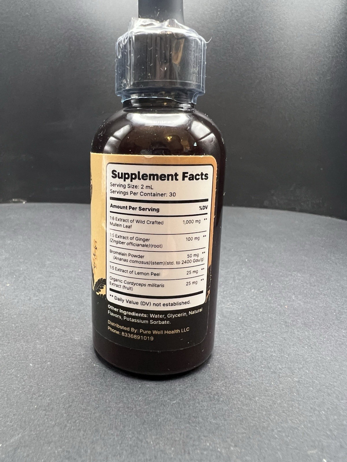 RespiClear Wild Mullein Leaf Extract Liquid Drops Vegan Non-GMO Lemon 2 fl oz