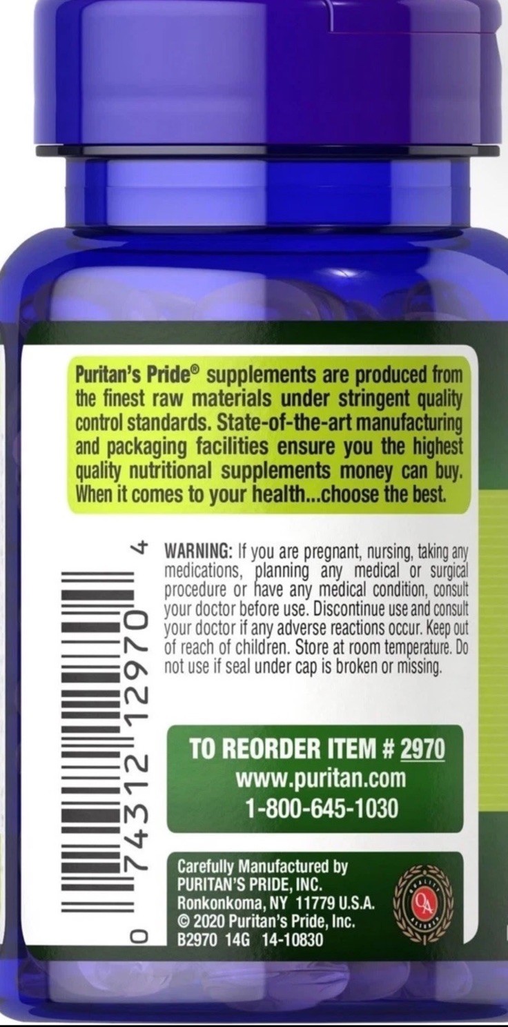 Puritan’s Pride Garlic Oil 1000mg 100 Softgels No Artificial Color Flavor