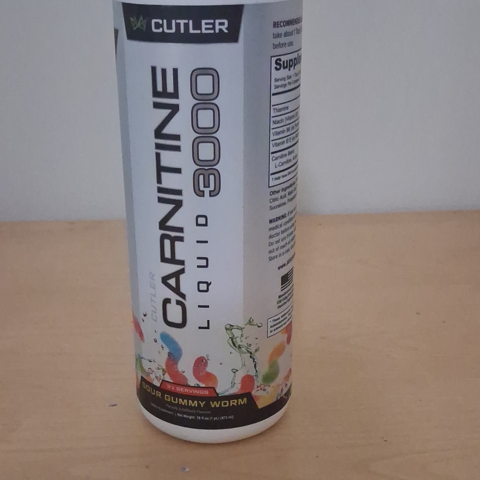 Jay Cutler L-Carnitine Liquid 3000 mg Sour Gummy Worm 16 fl oz Energy Support