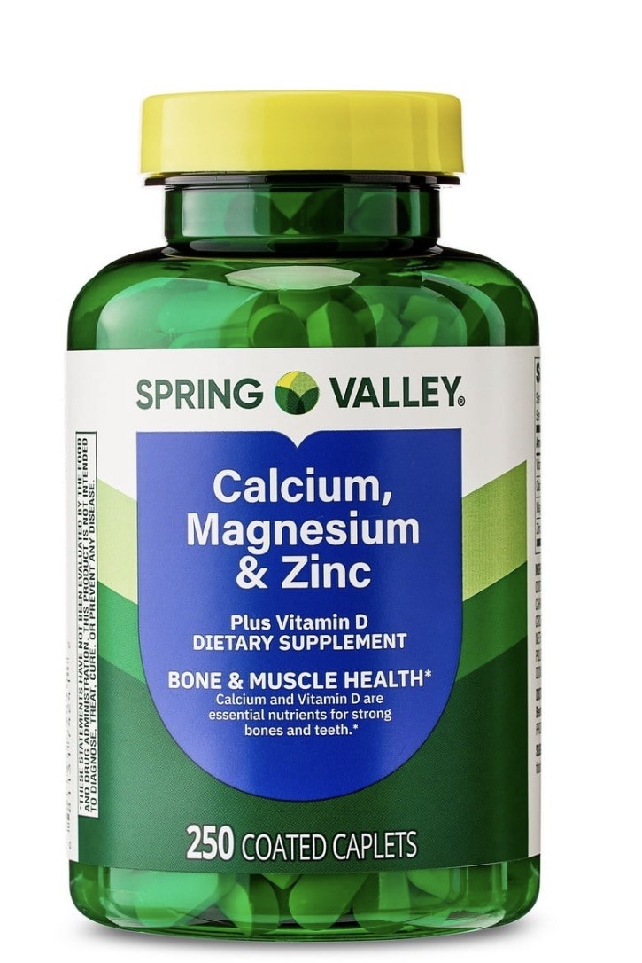Spring Valley Calcium, Magnesium & Zinc Plus Vitamin D3 Coated Caplets, 250 Cout