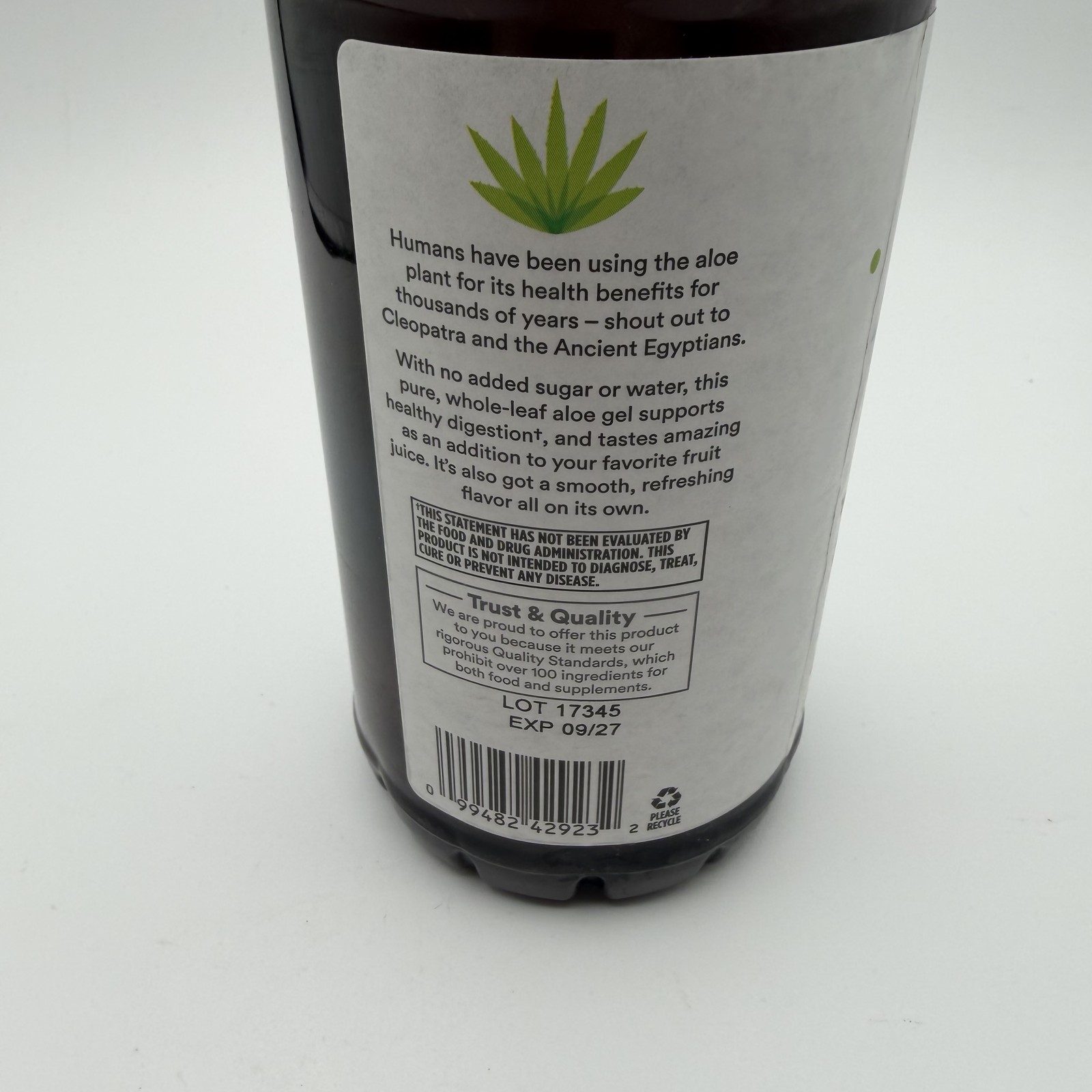 365 Whole Foods Market Whole Leaf Aloe Vera Gel Dietary Supplement 32 fl oz EXP