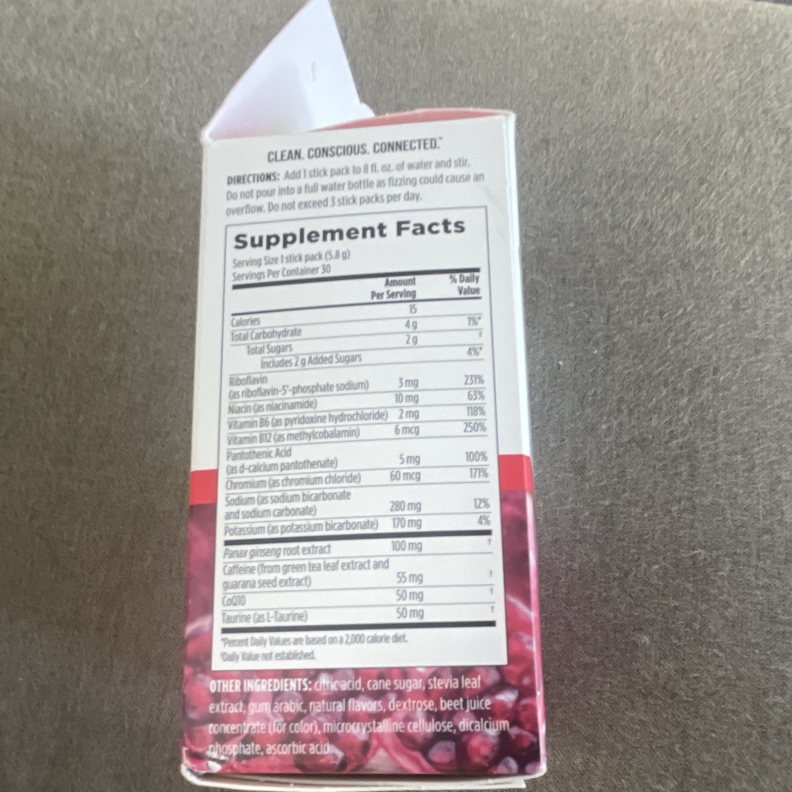 Arbonne EnergyFizz Ginseng Fizz Sticks Pomegranate 25 Count Exp 11/2027