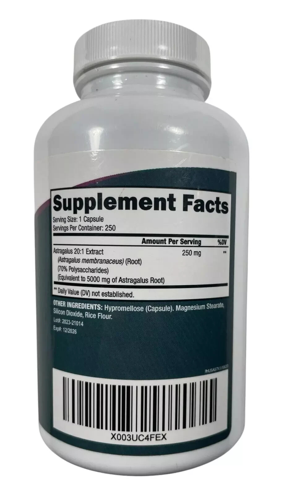 Purely Holistic Astragalus Astralgus – 5000 mg 250 capsules – Exp 12/26