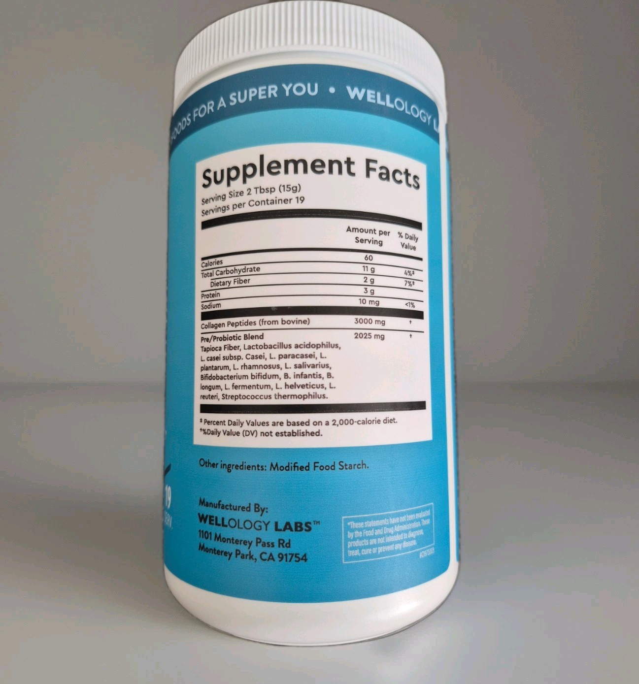 Wellology Labs Collagen Peptides Powder with Pre & Probiotics Unflavored 10 oz
