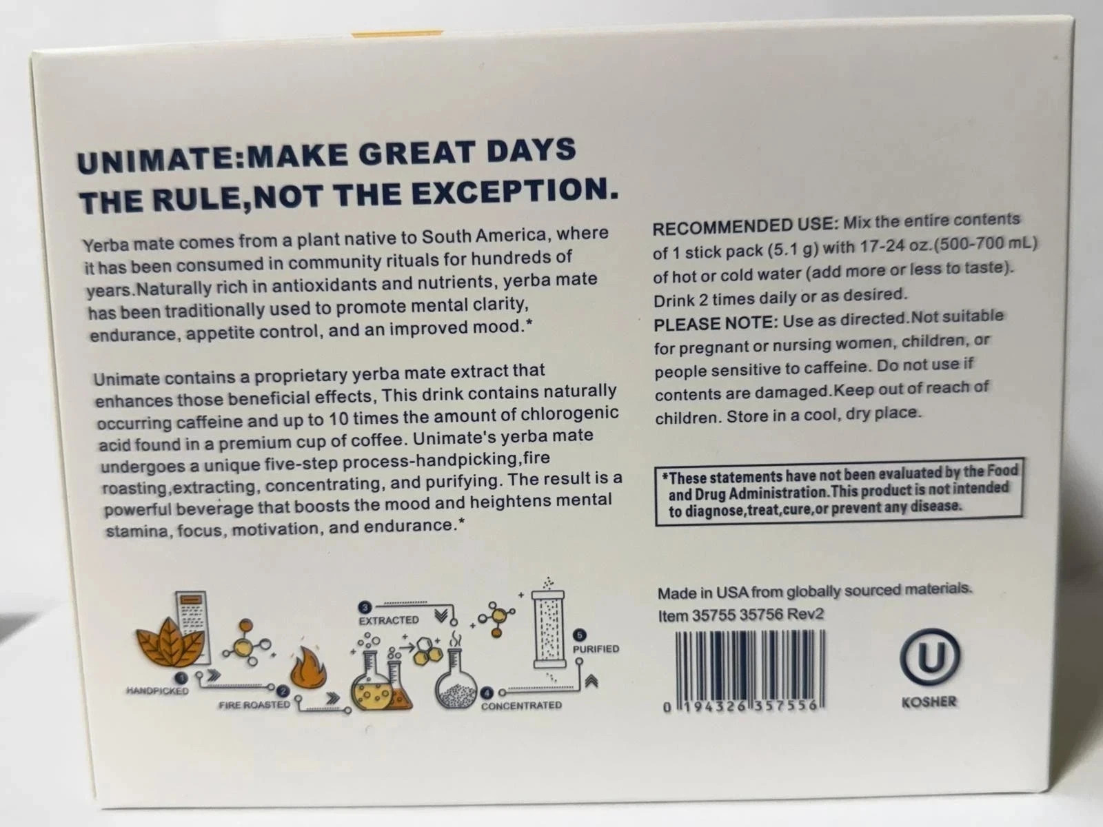 Unicity Unimate Lemon Flavor Supplement – Pack of 30 – New – Free Shipping