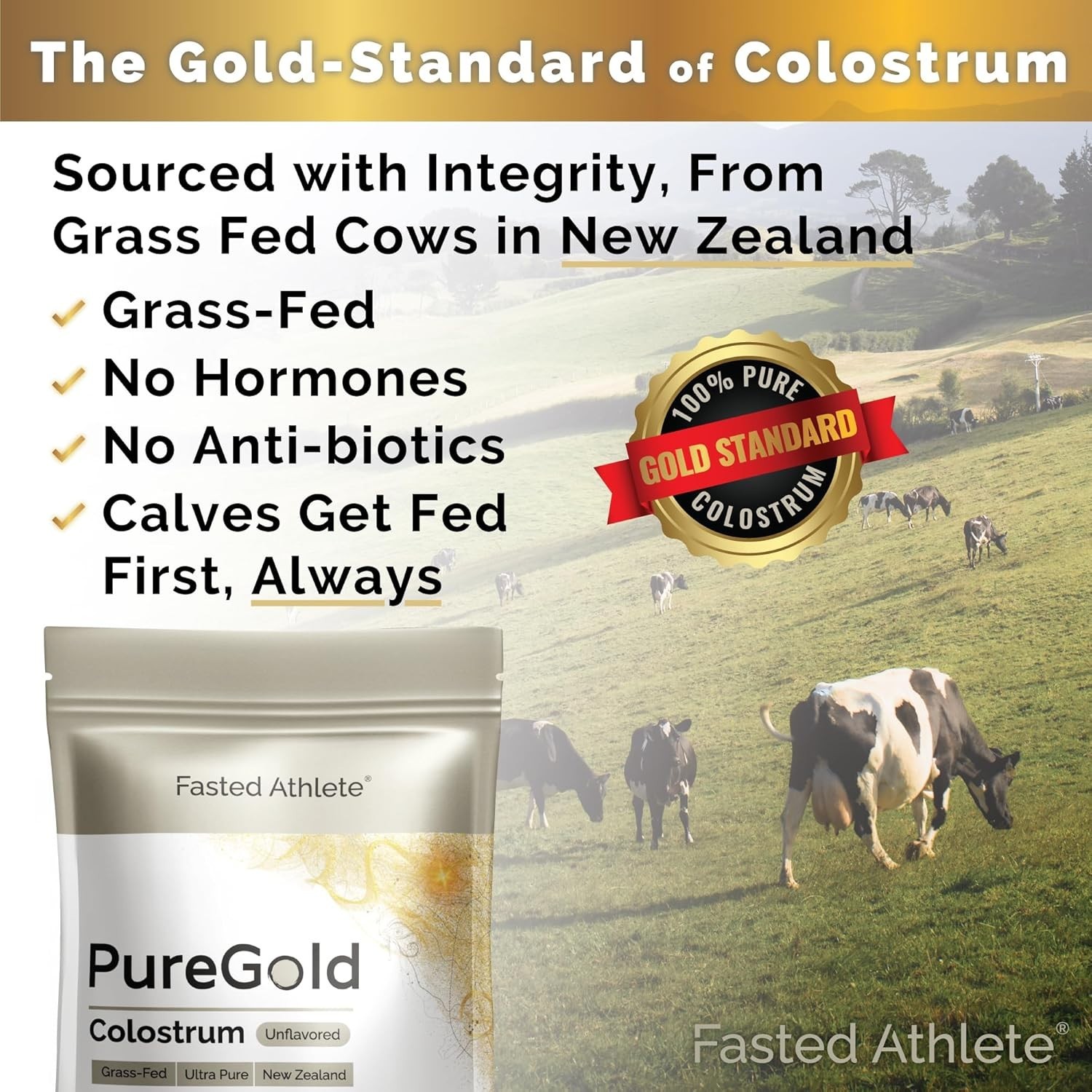 Fasted Athlete PureGold Colostrum Grass-Fed Powder (30 Single Serve Packets)