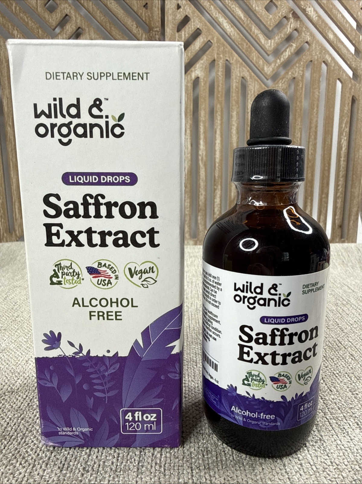 Wild & Organic Saffron Extract Liquid Drops 4 fl oz Alcohol-Free 5 Month Supply
