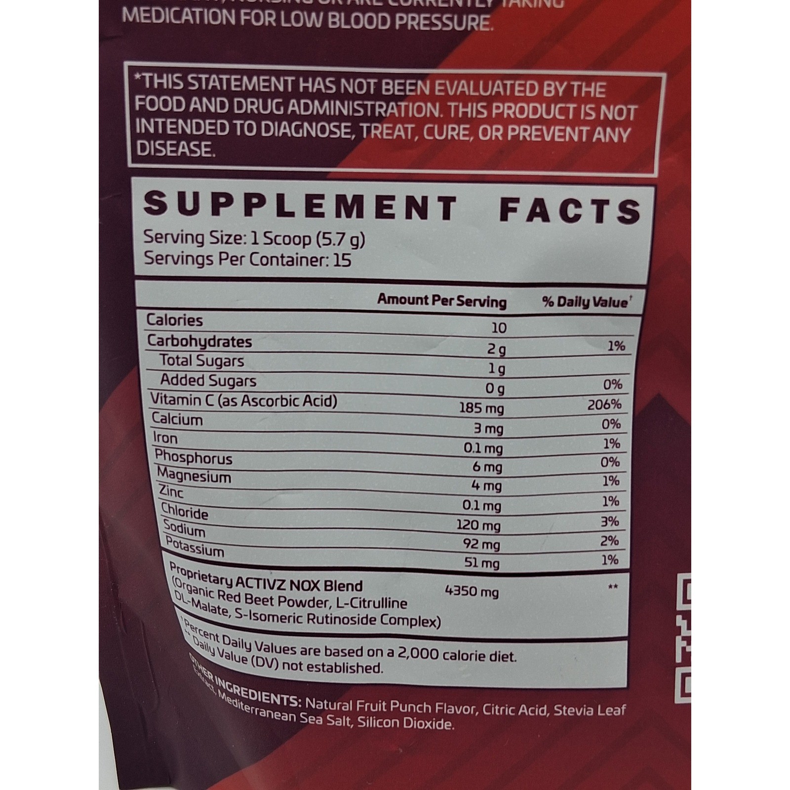 ActivZ NitroX Pro – Nitric Oxide 6 oz, 15 servings EXP 2/2027 SEALED