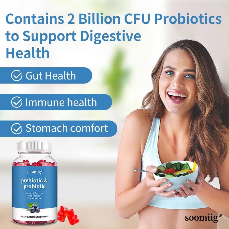 Prebiotic & Probiotic Gummies-Supports Digestive Balance, Bloating Relief 60pcs