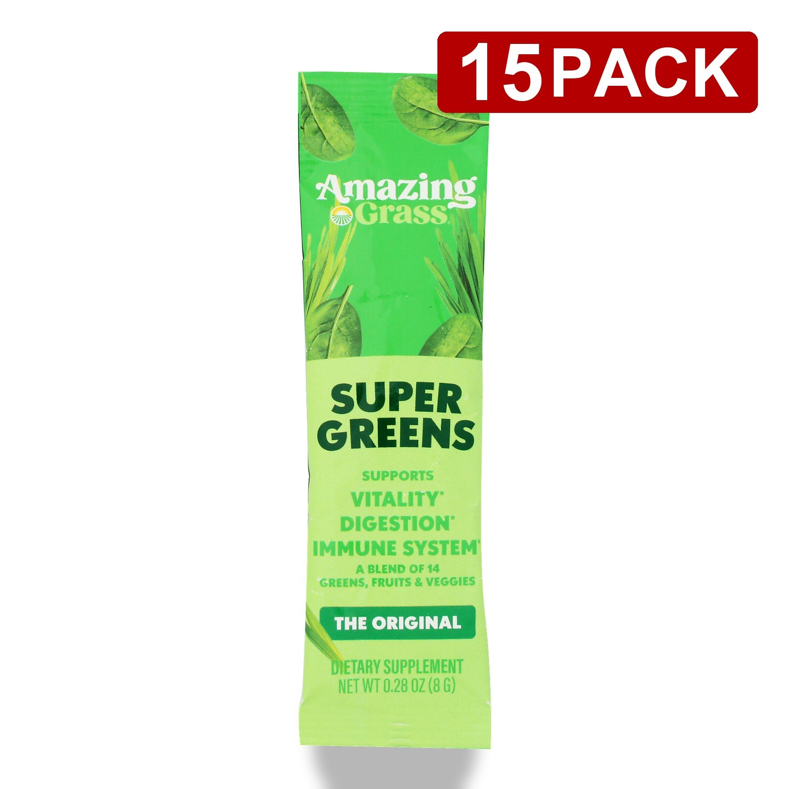 Amazing Grass Original Super Greens 0.28 Oz Dietary Supplement 15 Pack