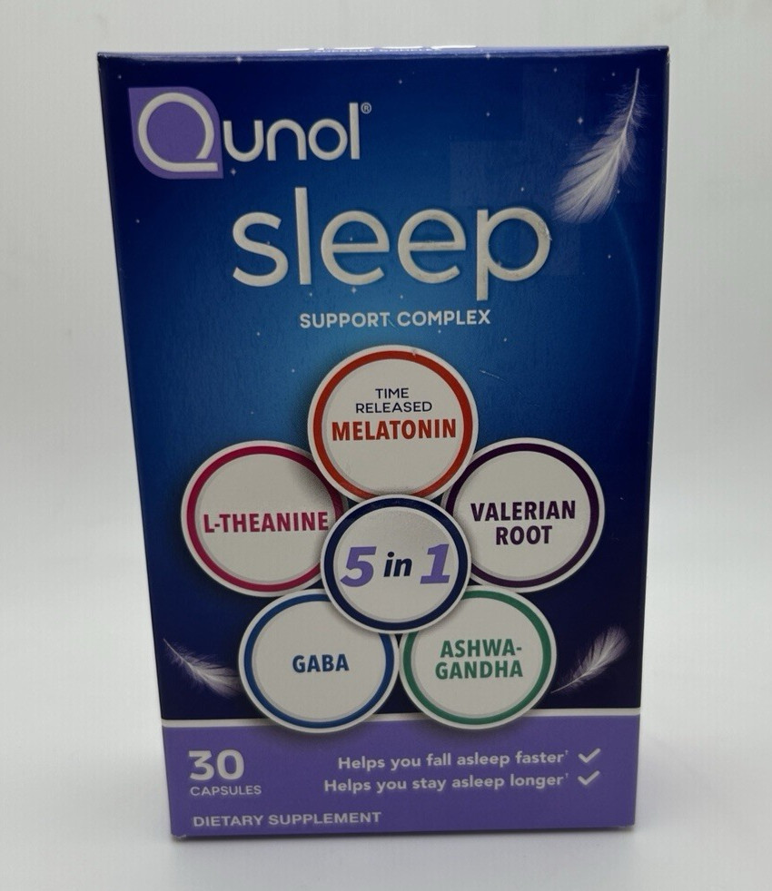 Qunol Sleep Support Complex 5:1 Time Release Melatonin 30ct Exp 2/27