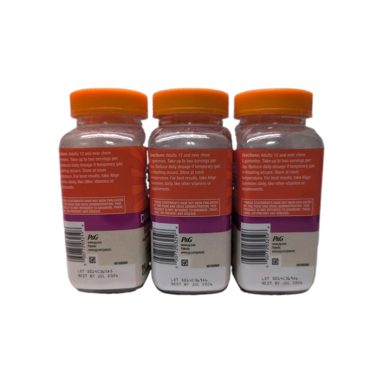3 Align DualBiotic Prebiotic + Probiotic 3 X 90 = 270 Gummies, 07/2026