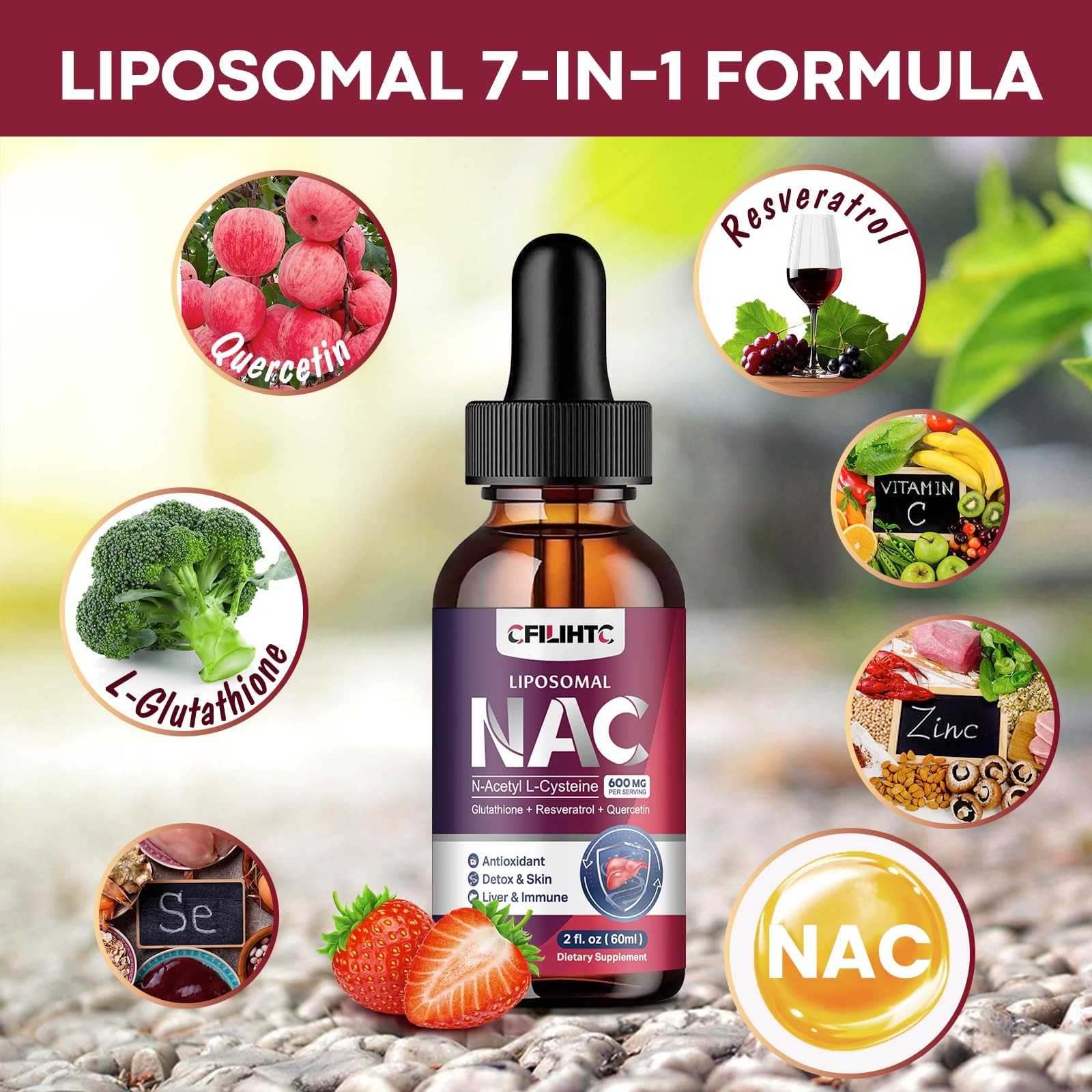 Liposomal Liquid NAC Supplement N-Acetyl Cysteine Drops, 2 Fl Oz (Pack of 1)