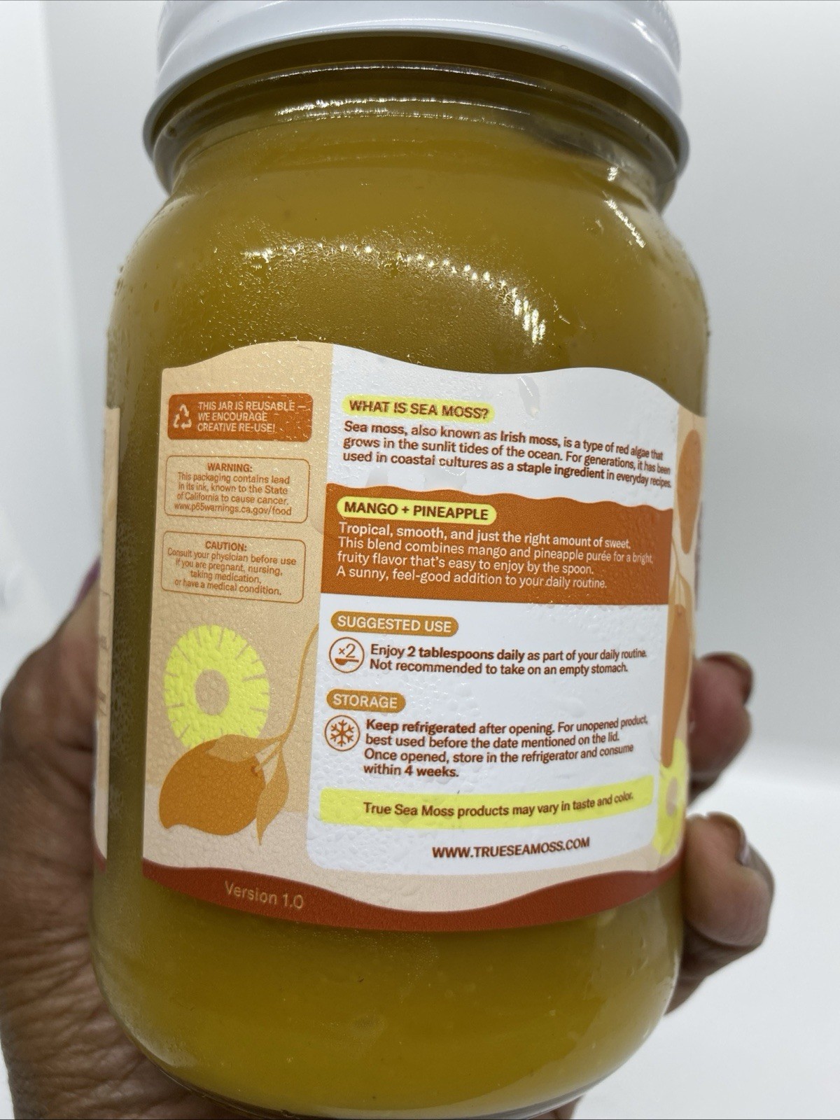 True Sea Moss Gel Mango Pineapple Superfood 16 fl oz Immunity Energy Support