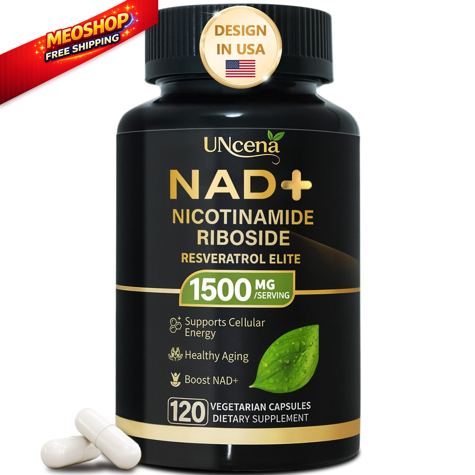 UNcena NAD Supplement 1500mg – Liposomal NAD+ 120 Count (Pack of 1)