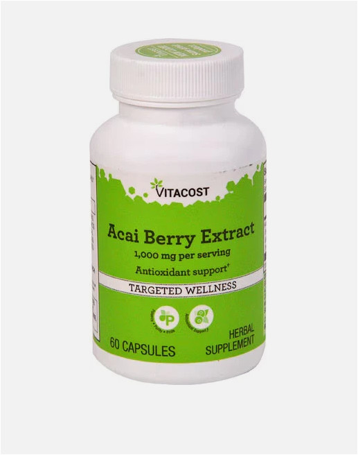 Vitacost Acai Berry Extract — 1000 mg per serving – 60 Capsules, Exp: 2/2028