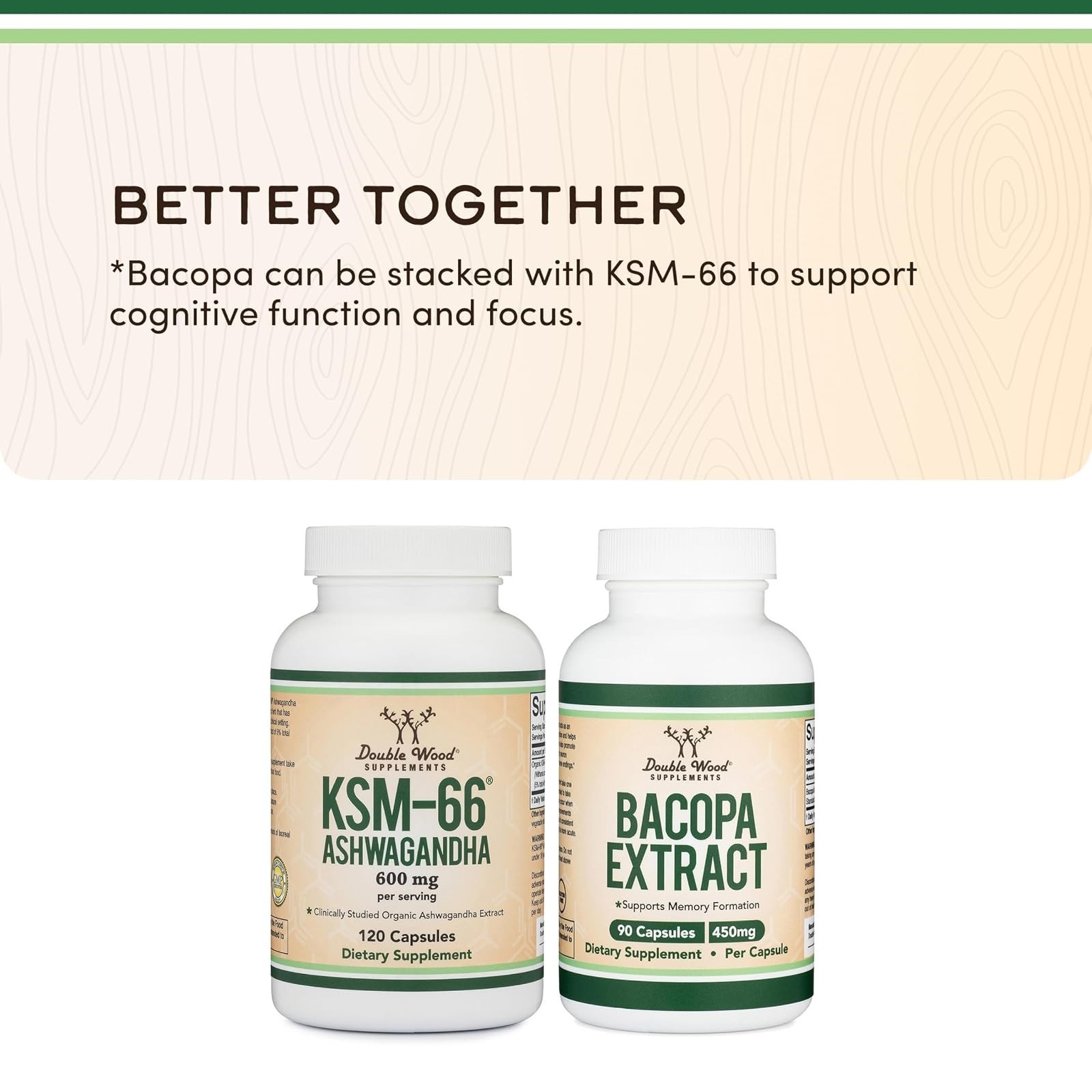 Double Wood Ashwagandha KSM-66 Extract 600mg 120 Capsules Adaptogen